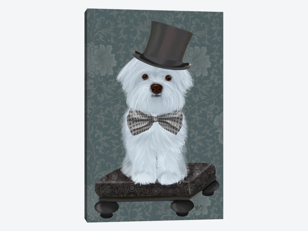 Maltese with Top Hat 1-piece Canvas Artwork