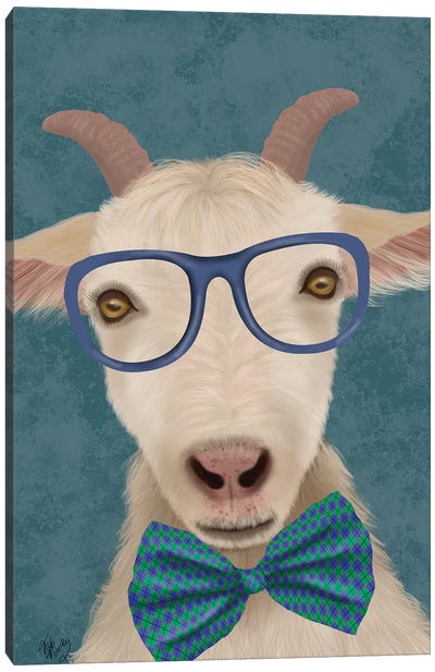 Nerdy Goat Canvas Art Print - Goat Art