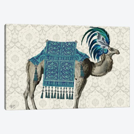 Niraj Camel, Blue Canvas Print #FNK1846} by Fab Funky Canvas Artwork