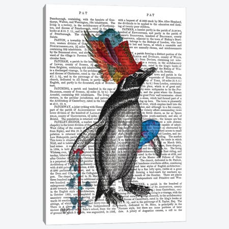 Penguin and Fish Hat Book Print Canvas Print #FNK1859} by Fab Funky Canvas Wall Art
