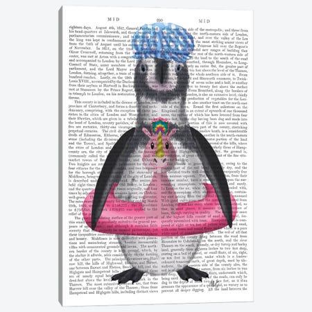 Penguin Unicorn Rubber Ring Book Print Canvas Print #FNK1866} by Fab Funky Canvas Artwork