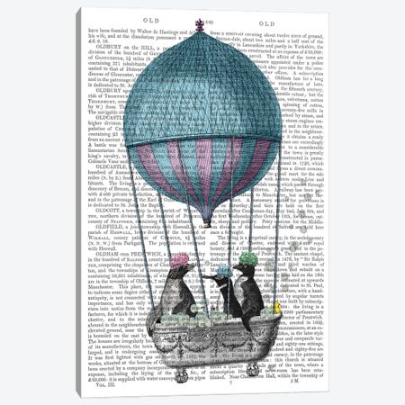 Penguins in Balloon Bath Book Print Canvas Print #FNK1867} by Fab Funky Canvas Artwork