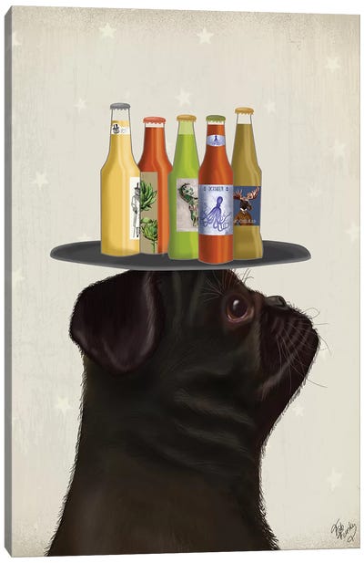 Pug Black Beer Lover Canvas Art Print - Beer Art