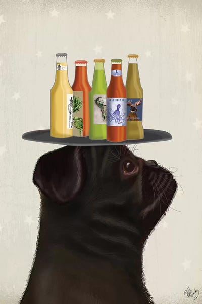 Pugs: Pug Black Beer Lover by Fab Funky