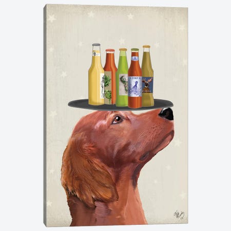Red Setter Beer Lover Canvas Print #FNK1885} by Fab Funky Canvas Art