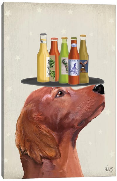 Red Setter Beer Lover Canvas Art Print - Fab Funky