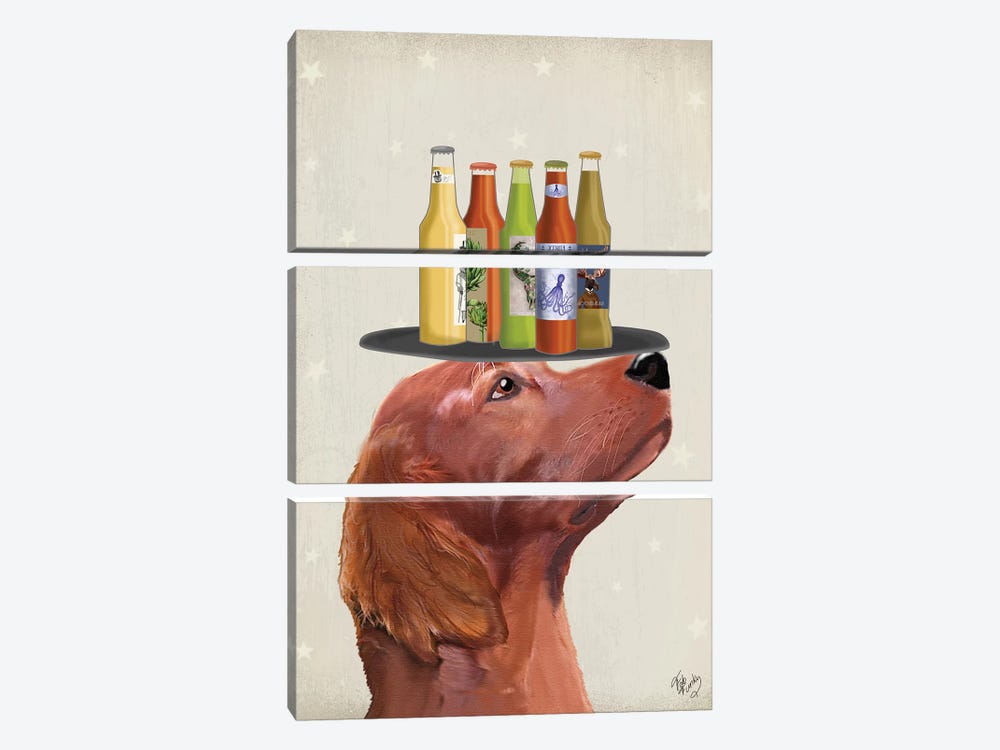 Red Setter Beer Lover by Fab Funky 3-piece Art Print