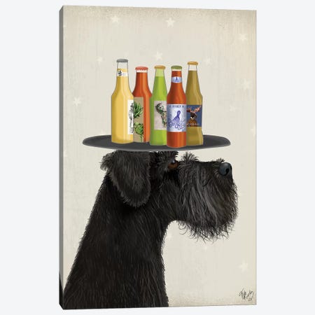 Schnauzer Black Beer Lover Canvas Print #FNK1888} by Fab Funky Canvas Art Print