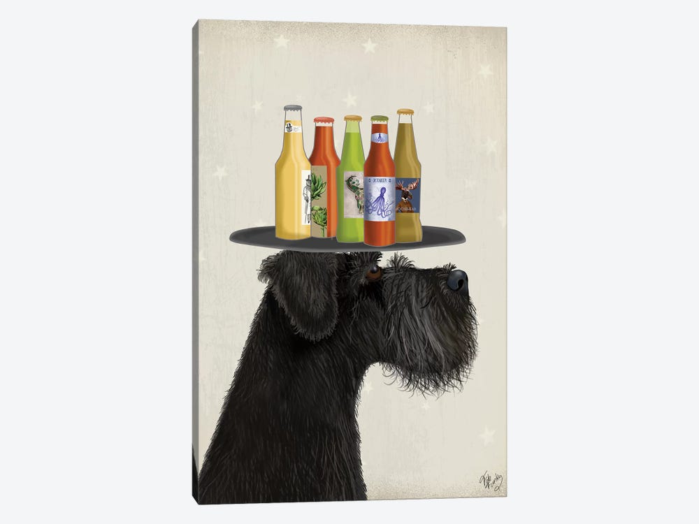 Schnauzer Black Beer Lover by Fab Funky 1-piece Canvas Artwork