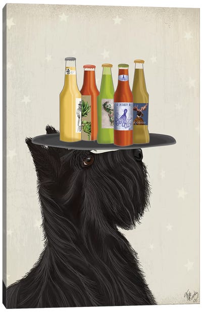Scottish Terrier Beer Lover Canvas Art Print - Beer Art