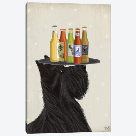 Scottish Terrier Beer Lover Canvas Print #FNK1890} by Fab Funky Canvas Wall Art