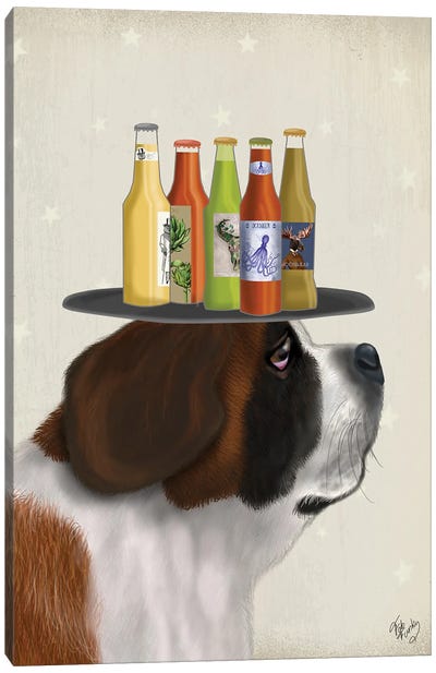 St Bernard Beer Lover Canvas Art Print