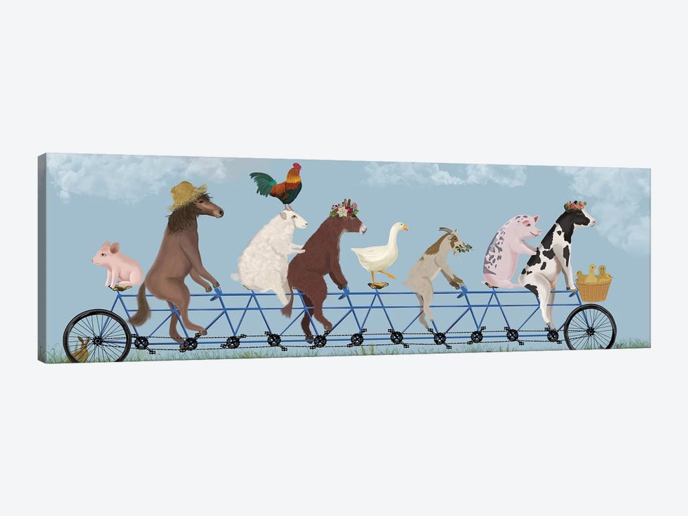 Tandem Farm Animals by Fab Funky 1-piece Canvas Wall Art