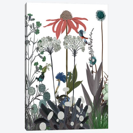 Wildflower Bloom, Ostrich Canvas Print #FNK1919} by Fab Funky Art Print