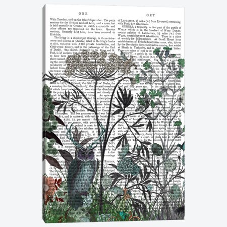 Wildflower Bloom, Owl Book Print Canvas Print #FNK1922} by Fab Funky Canvas Wall Art