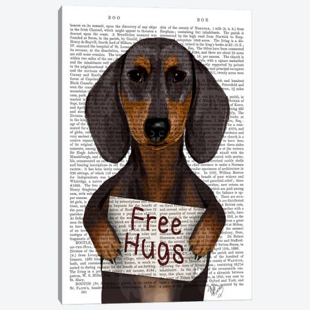Dachshund, Free Hugs Canvas Print #FNK19} by Fab Funky Canvas Wall Art