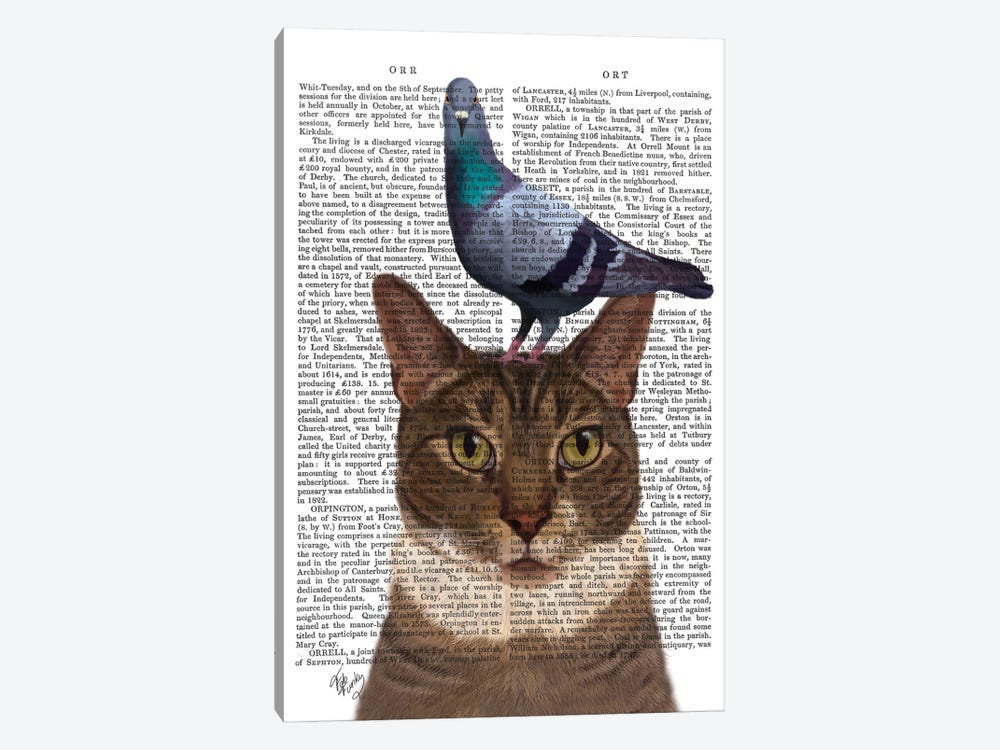 Cat With Pigeon On Head I by Fab Funky 1-piece Art Print