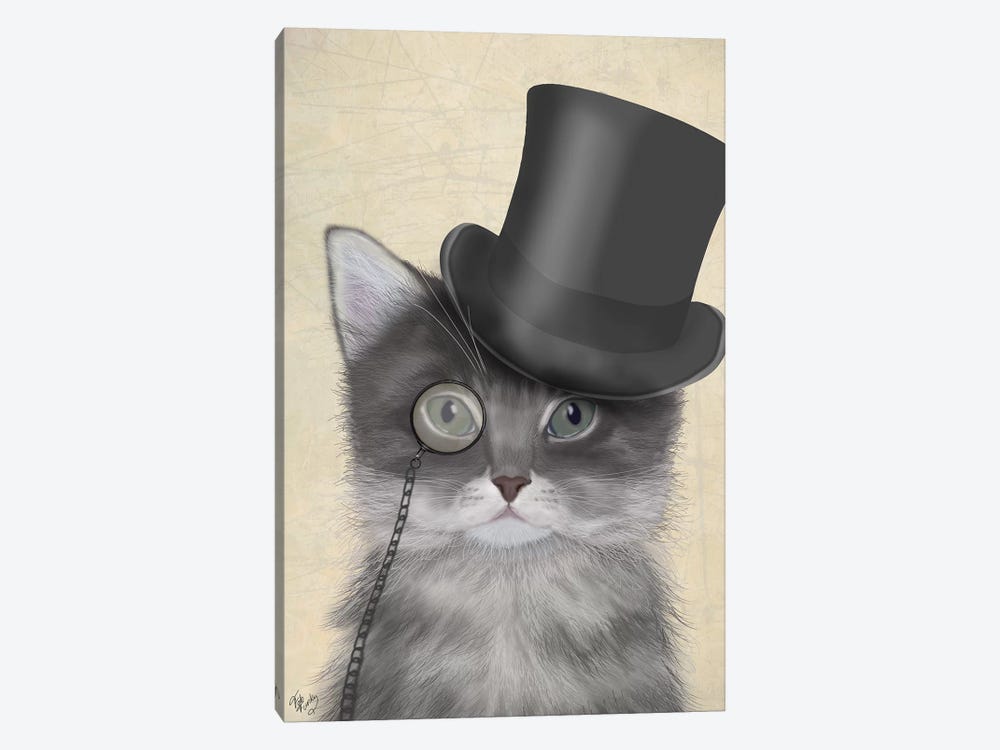 Cat With Top Hat II 1-piece Canvas Wall Art