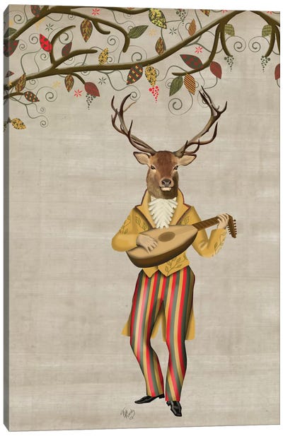 Deer Minstrel II Canvas Art Print - Fab Funky