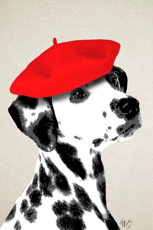 Dalmatian With Red Beret