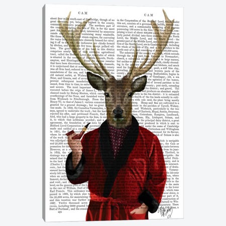 Deer In Smoking Jacket Canvas Print #FNK25} by Fab Funky Canvas Wall Art