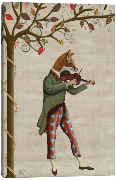 Fox Minstrel II Canvas Art Print - Evergreen & Burlap