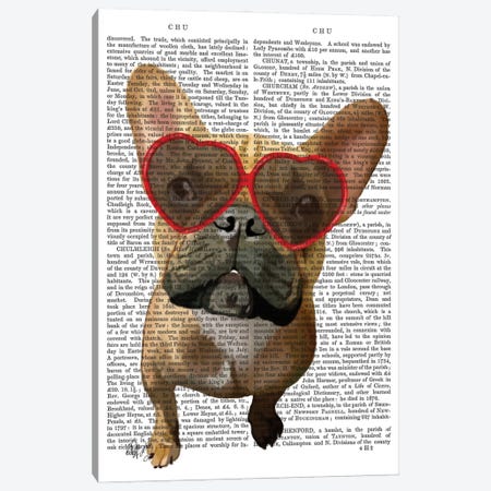 French Bulldog And Heart Glasses I Canvas Print #FNK309} by Fab Funky Art Print
