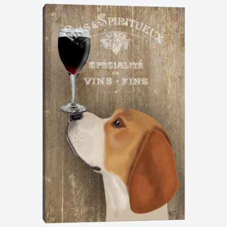 Dog Au Vine Beagle Canvas Print #FNK30} by Fab Funky Canvas Wall Art