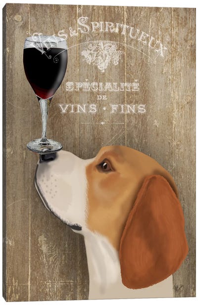Dog Au Vine Beagle Canvas Art Print - Food & Drink Posters