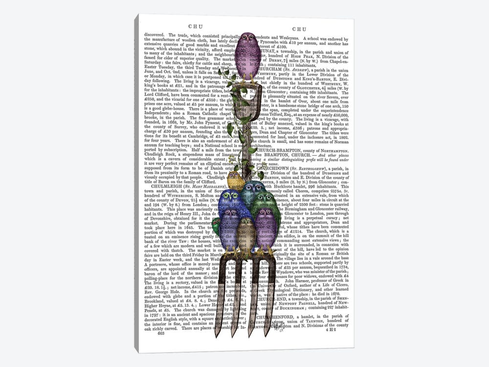 Garden Fork And Owls I by Fab Funky 1-piece Art Print