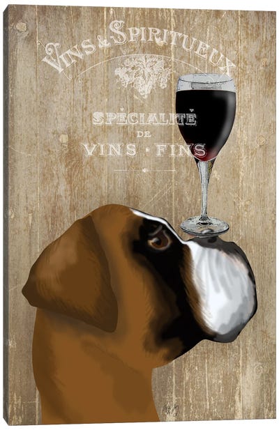 Dog Au Vine Boxer Canvas Art Print - Wine Art