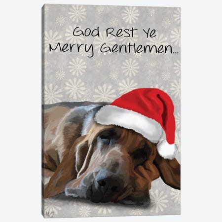 God Rest Ye Bloodhound Canvas Print #FNK322} by Fab Funky Art Print