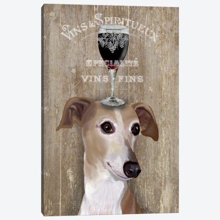 Dog Au Vine Greyhound Canvas Print #FNK34} by Fab Funky Canvas Art Print