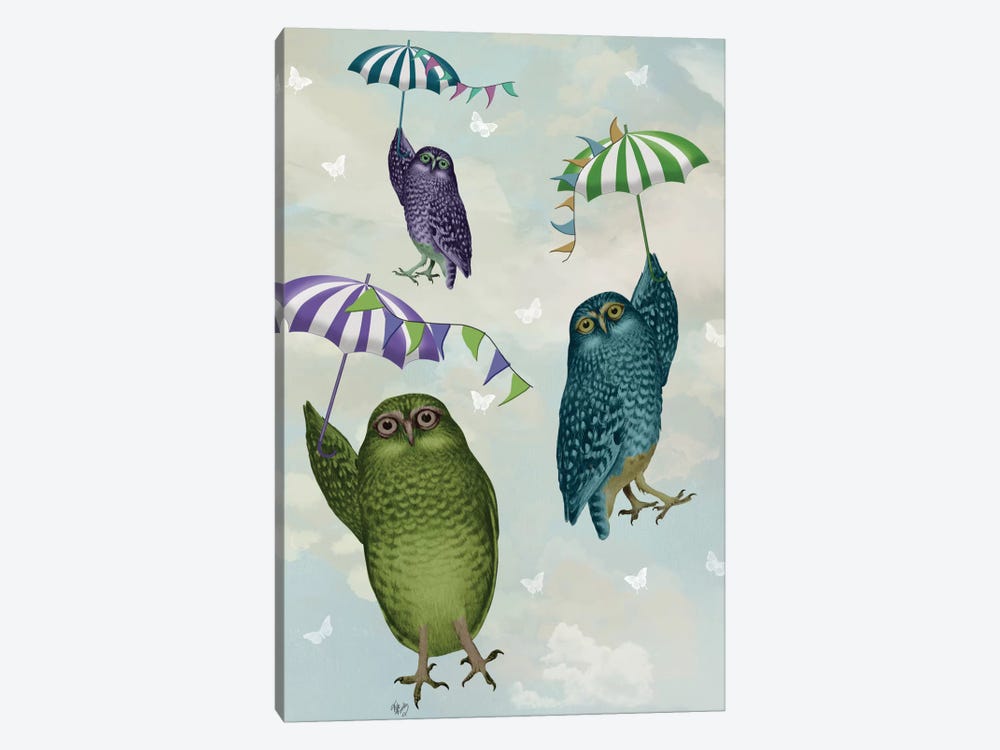 Owls With Umbrellas II by Fab Funky 1-piece Canvas Artwork