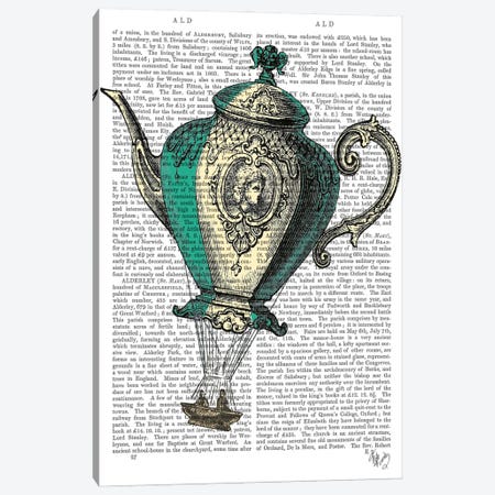 Flying Teapot I Canvas Print #FNK39} by Fab Funky Canvas Art
