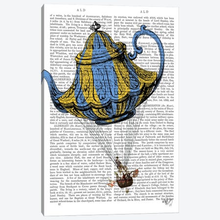 Flying Teapot III Canvas Print #FNK41} by Fab Funky Canvas Art Print