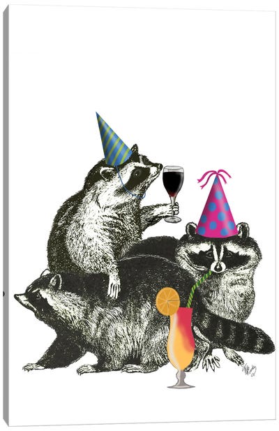 Raccoon Party II Canvas Art Print - Humor Art