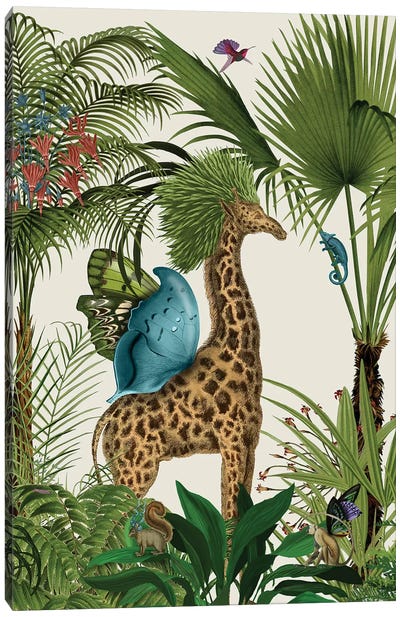 Tropical Giraffe V Canvas Art Print - Ferns