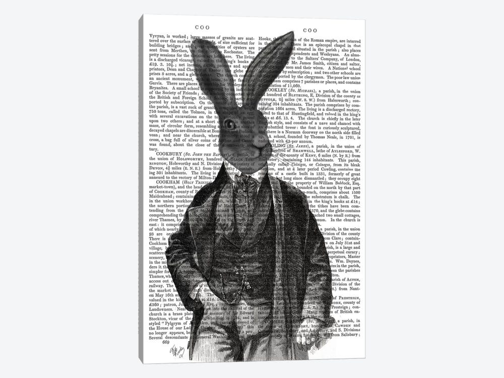 Victorian Rabbit Gent I by Fab Funky 1-piece Canvas Wall Art