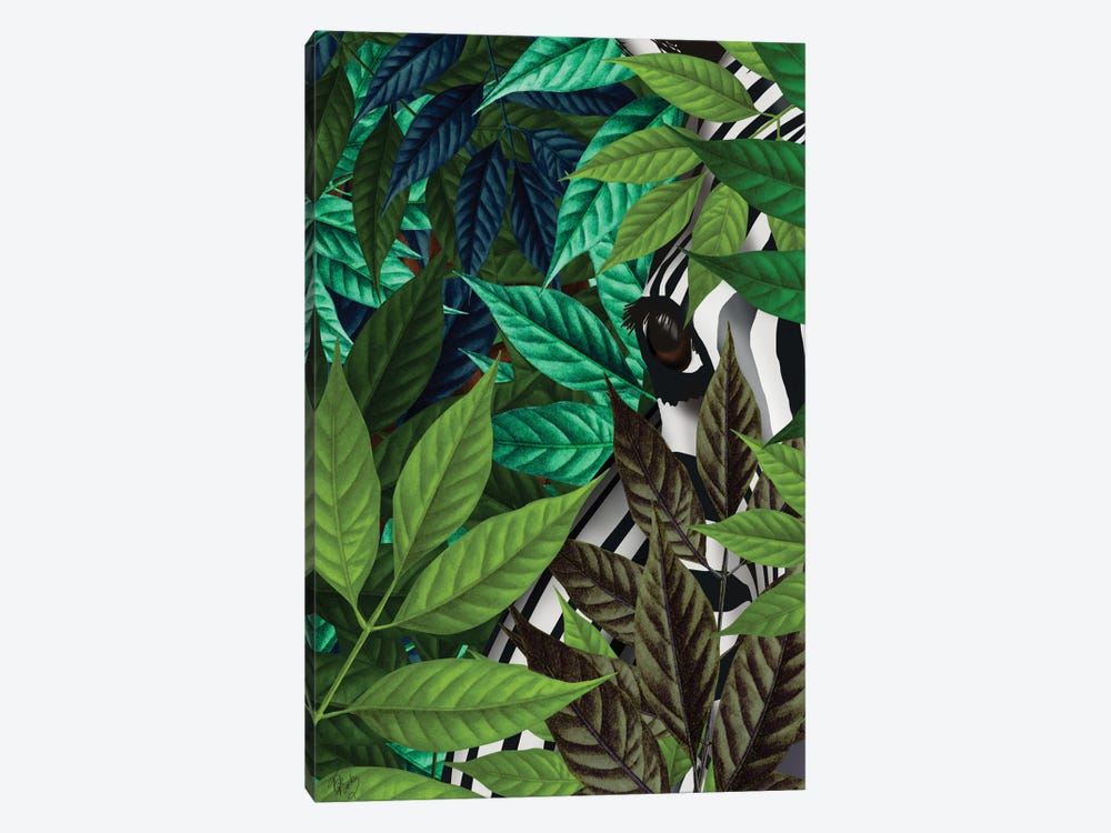 Zebra In Green Leaves 1-piece Art Print