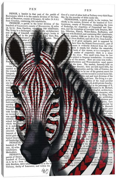 Zebra With Red Love Hearts I Canvas Art Print - Wildlife Art