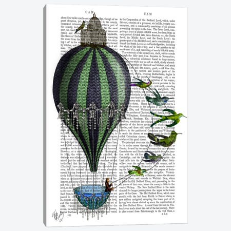 Hot Air Balloon And Birds Canvas Print #FNK48} by Fab Funky Art Print