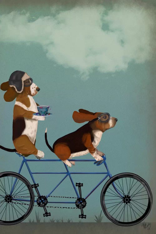 Basset Hound Tandem by Fab Funky wall art