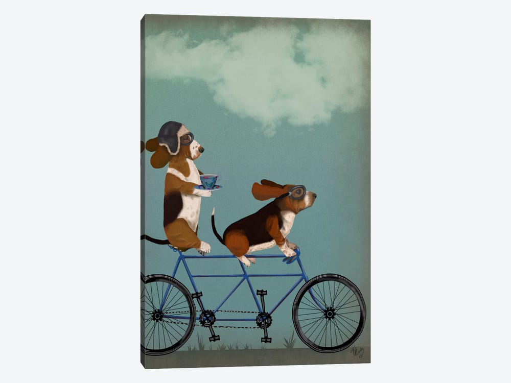 Basset Hound Tandem by Fab Funky 1-piece Canvas Print