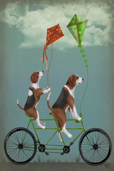 Beagle Tandem by Fab Funky framed wall art