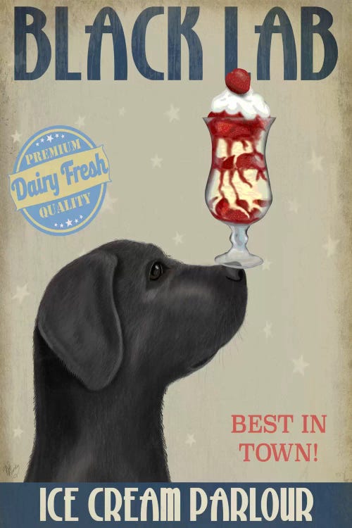 Black Labrador Ice Cream Parlour by Fab Funky wall art