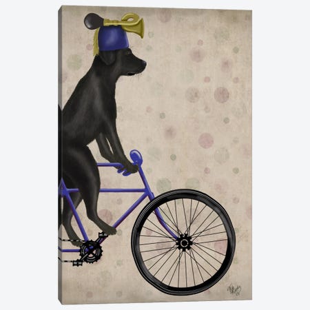 Black Labrador on Bicycle Canvas Print #FNK517} by Fab Funky Canvas Art Print