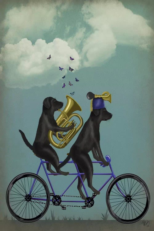 Black Labrador Tandem by Fab Funky wall art