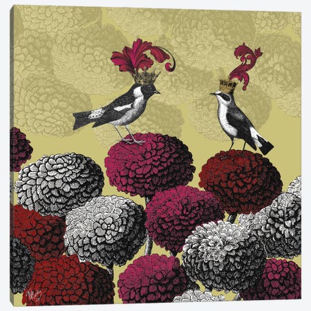 Blooming Birds, Chrysanthemum II Canvas Print #FNK525} by Fab Funky Canvas Wall Art