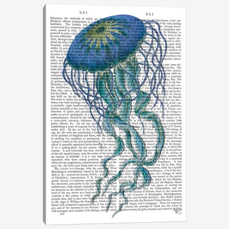 Blue Jellyfish I Canvas Print #FNK529} by Fab Funky Canvas Print